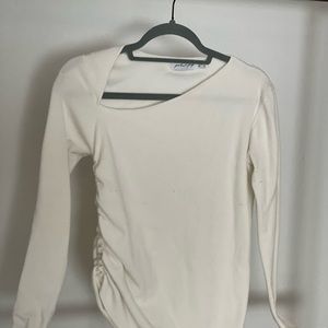 PETAL + PUP cinched side sweater in white